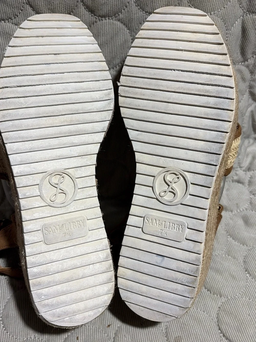 Sam & Libby Brown and Cream Espadrille Platform Wedges